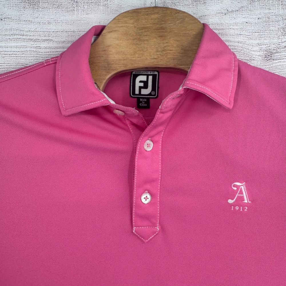 FootJoy Golf Polo Athletic Fit Pink Short Sleeve Golf Shirt Medium Performance‎